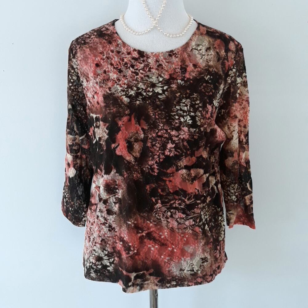 Laura Ashley 3/4 sleeve sheer lined shirt